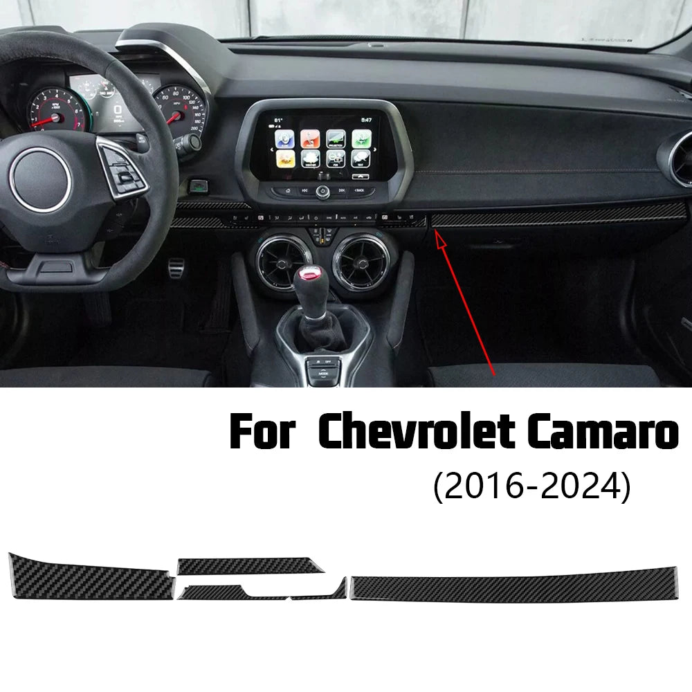 Real Carbon Fiber for Chevrolet Camaro 2016 2017 2018 2019 2020 2021 2022 2023 Car Interior Trim Red Black Accessories Sticker