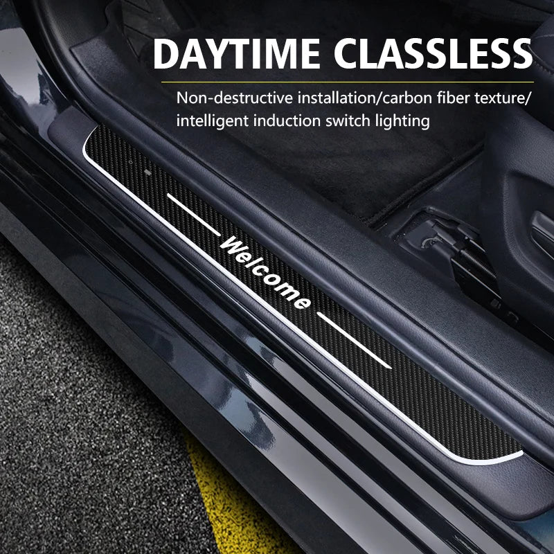 Customized Carbon fiber Car Logo Door Illuminated Sill Light