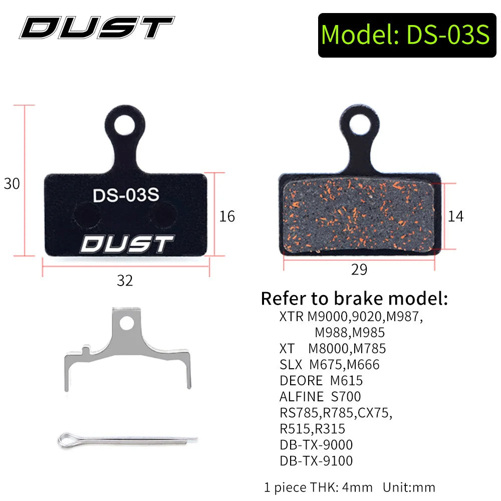 DUST 1Pair Semi-Metal Bicycle Hydraulic Disc Brake Pad MTB Mountain Bike Parts for SHIMANO XT XTR M315 SRAM Avid BB5 BB7 E1 E3