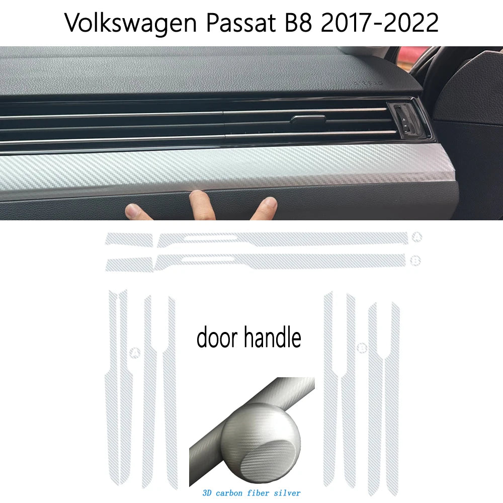 Car Styling Black Carbon Decal Car Window Handrail Panel Cover Trim Stickers For Volkswagen Passat B8 2017-2022