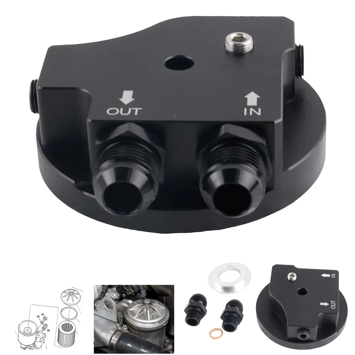 Oil Filter Cap With Cooler Fittings Upgrade Replacement 1142