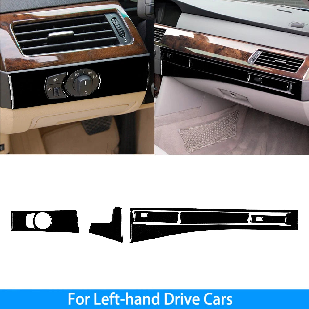For BMW 5 Series E60 2004-2007 Piano Black Gear Shift Steering Wheel Air Outlet Panel Set Trim Car Interior Accessories Sticker