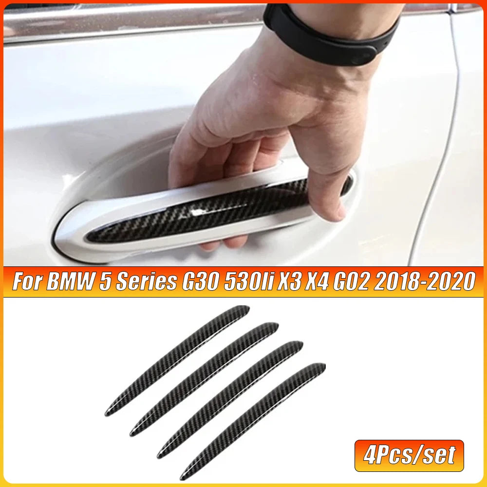 4Pcs/set ABS Car Door Handle Molding Cover Trim Carbon Fiber