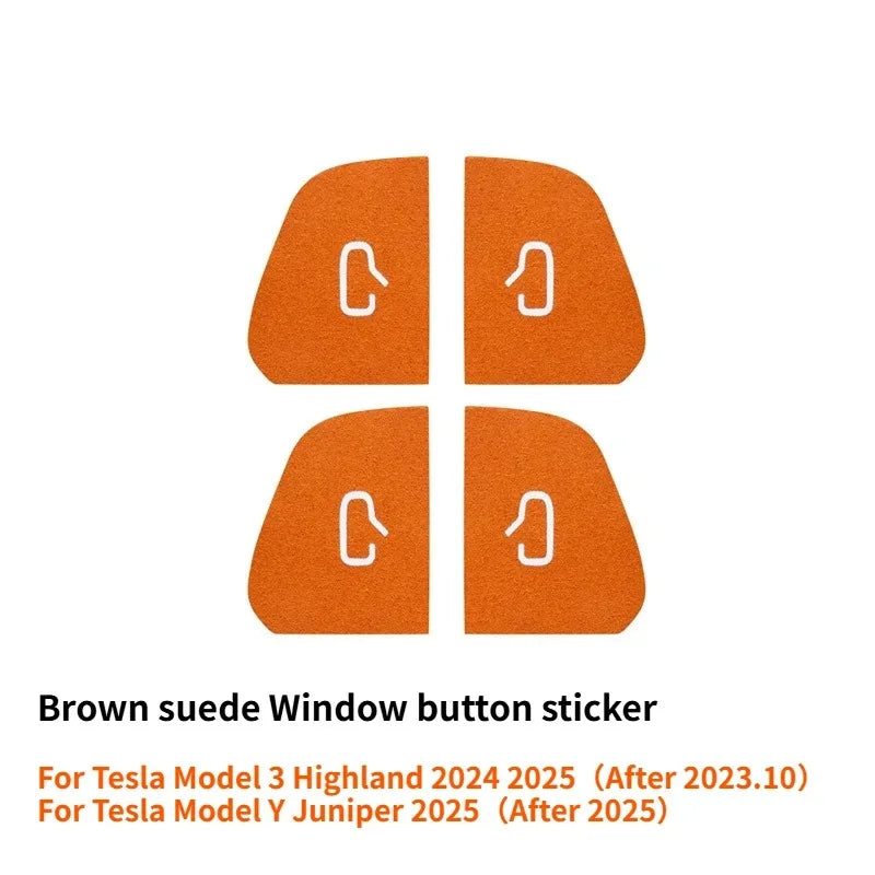 Car Interior Suede Door Switch Button Trim Stickers Patch Trim Cover For Tesla Model 3 Y Highland Juniper 2025 Car Accessories