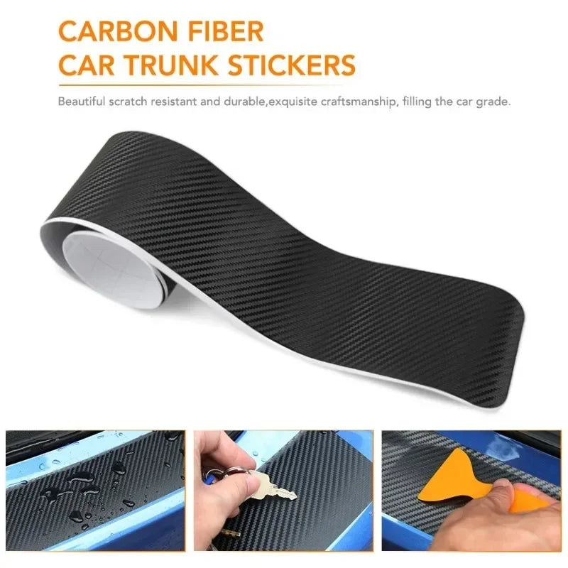Universal 3D Carbon Fiber Rear Bumper Guard Sticker Anti-kic