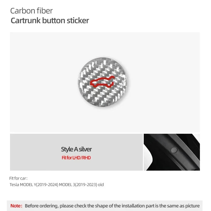 For Tesla Model 3 Highland 2024 Model Y Model 3 Carbon Fiber Car Rear Trunk Button Circle Trim Sticker Tuning Interior Accessory