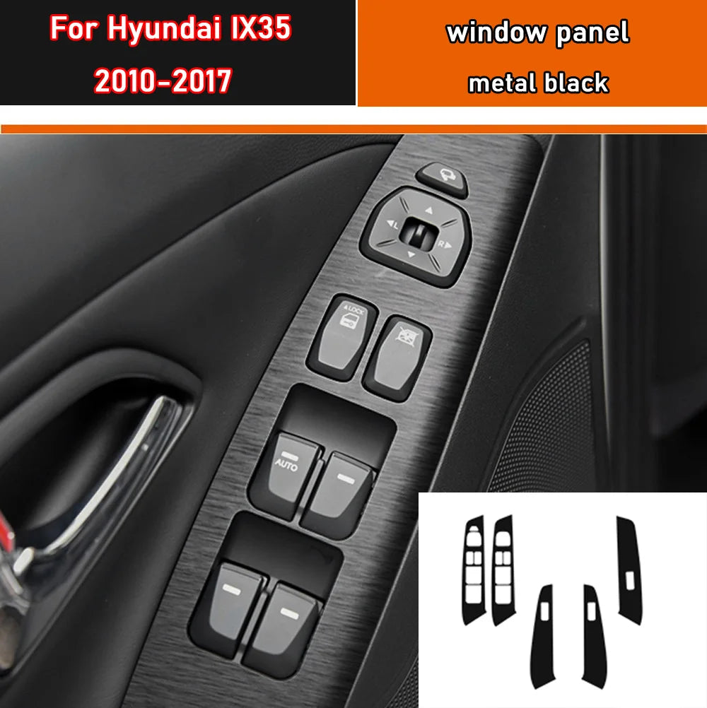 Car Styling Black Carbon Decal Car Window Lift Button Switch Panel Cover Trim Sticker 4 Pcs/Set For Hyundai IX35 2010-2017