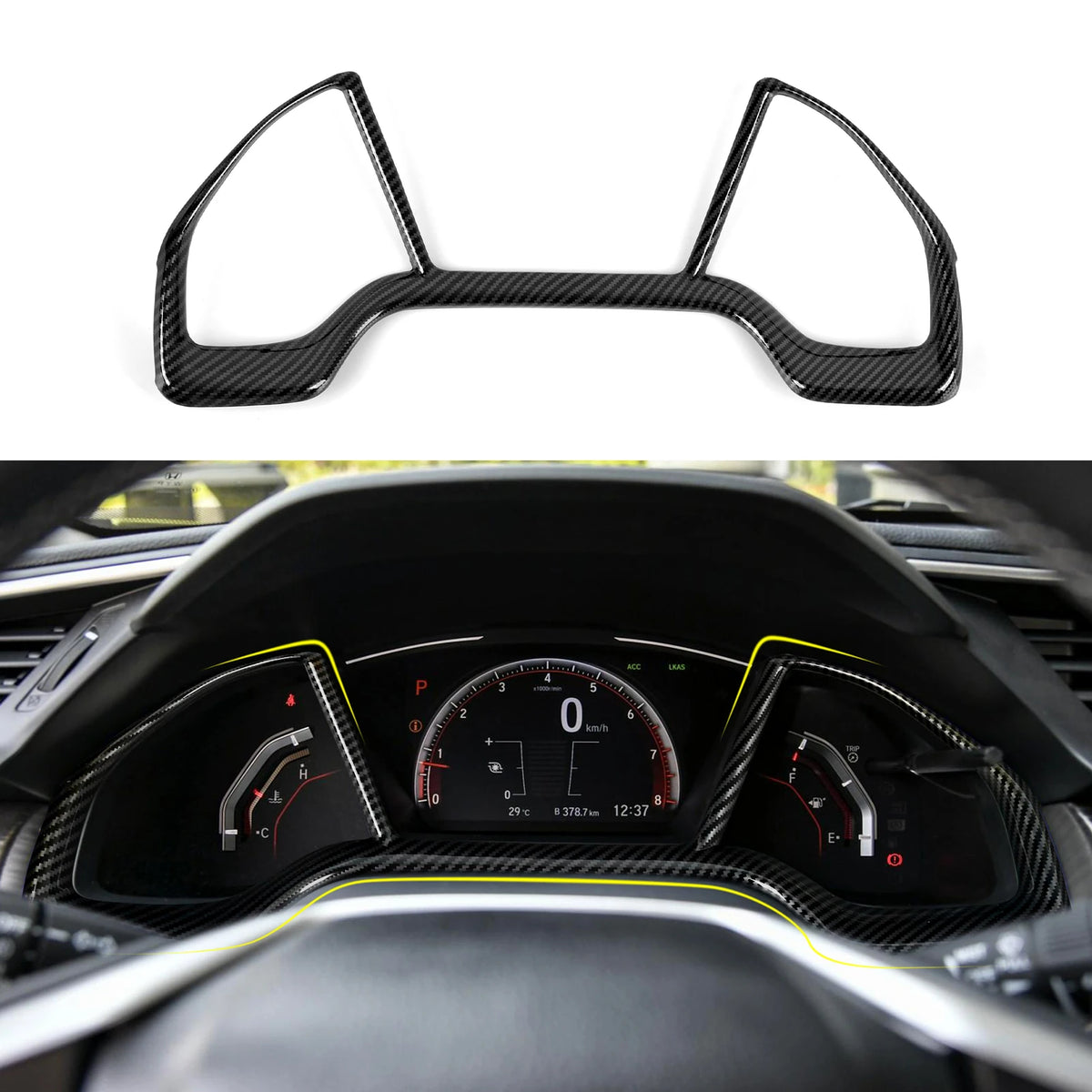 For Honda Civic 10th Gen (2016 -2021) Interior Accessories Car Center Console Gear Shift Panel Carbon Fiber ABS Trim Sticker