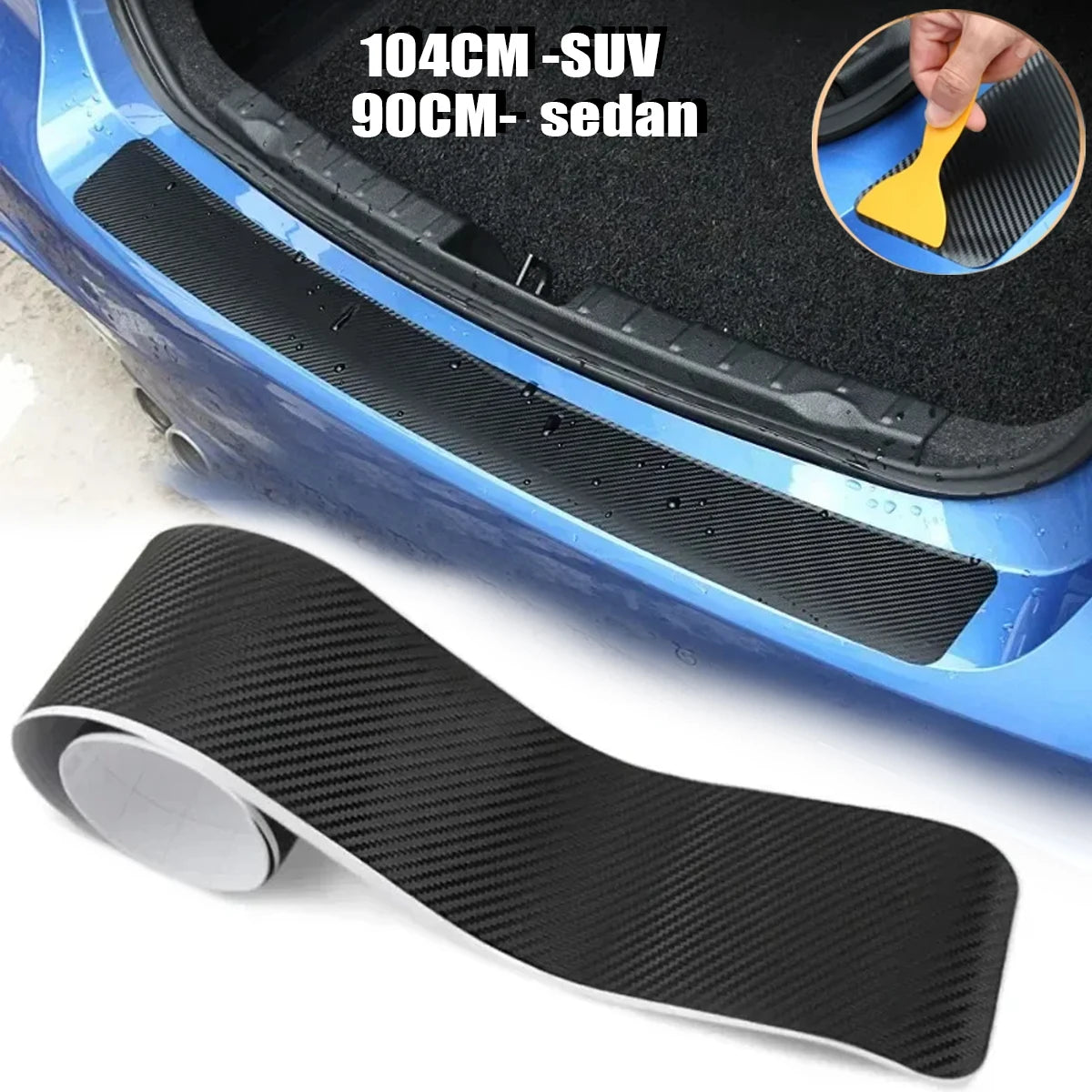 Universal 3D Carbon Fiber Rear Bumper Guard Sticker Anti-kic