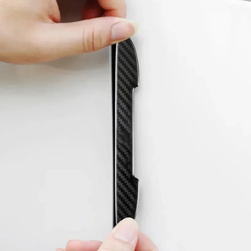 4/8pcs Car Door Protective Sticker Strip Carbon Fiber Look A