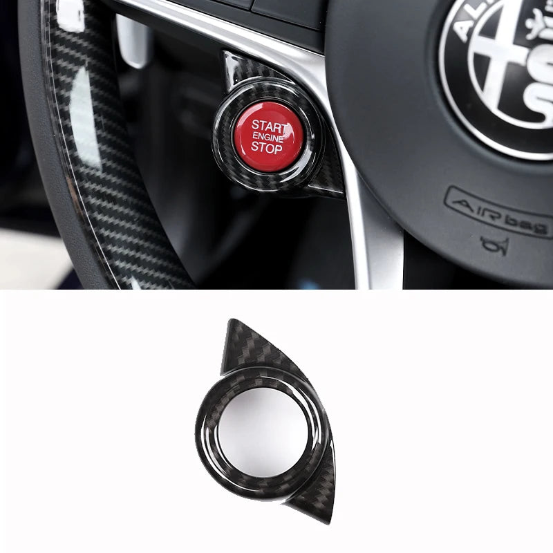 ABS Carbon Fiber For Alfa Romeo Giulia Stelvio 2017 2018 2019 Car Steering Wheel Cover Trim Interior Accessories