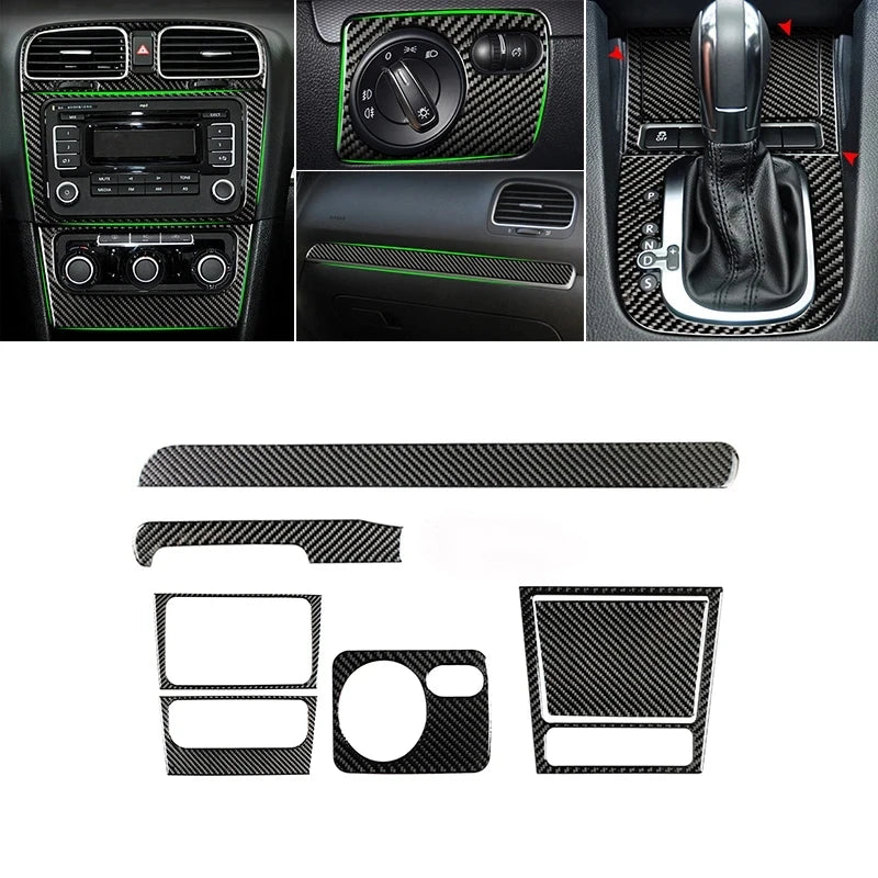 For VW Golf 6 MK6 Car Carbon Fiber Center Control Panel Air 