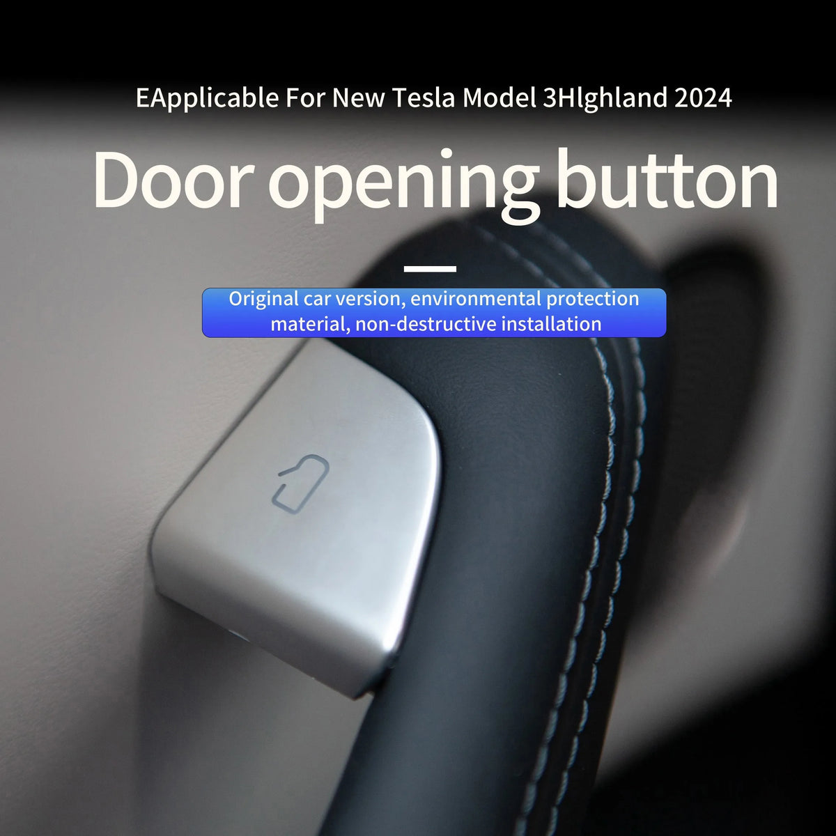 Heenvn 4PCS Car Open Door Button Stickers For Tesla Model 3 