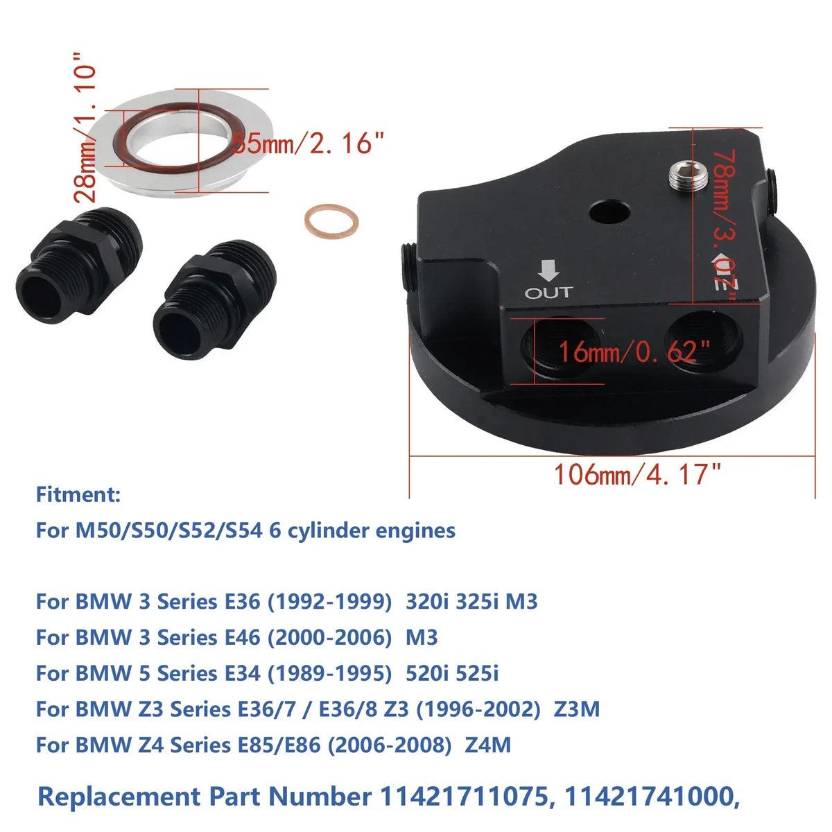 Oil Filter Cap With Cooler Fittings Upgrade Replacement 1142