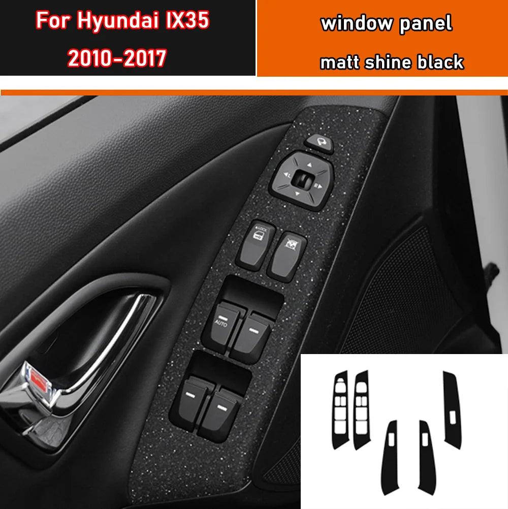 Car Styling Black Carbon Decal Car Window Lift Button Switch Panel Cover Trim Sticker 4 Pcs/Set For Hyundai IX35 2010-2017