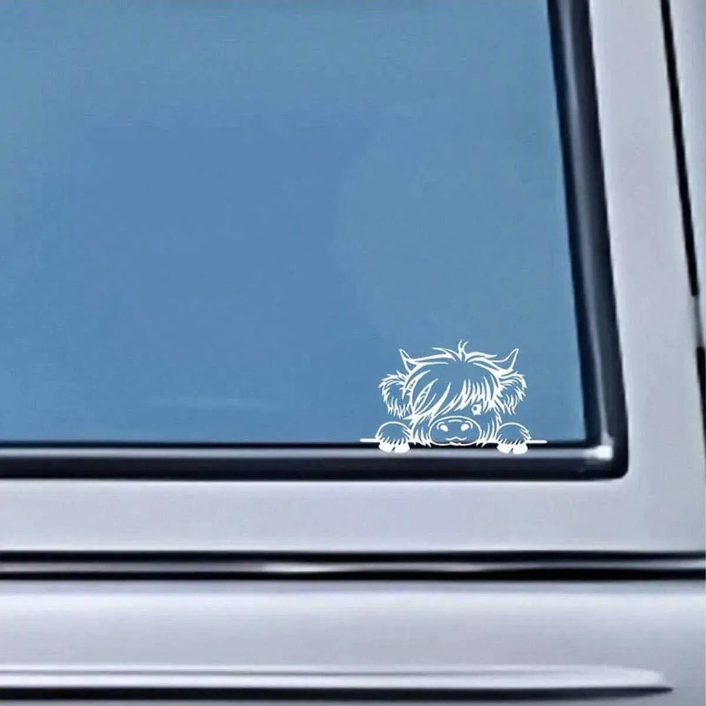Waterproof Vinyl Stickers - Cute Scottish Highland Cow Self-