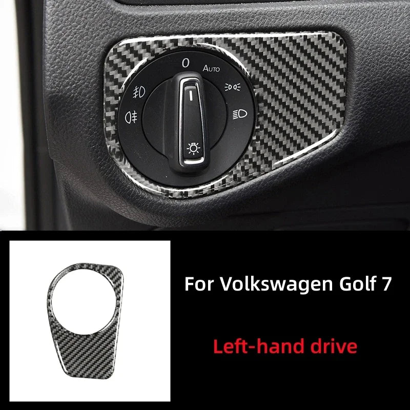 Carbon Fiber Accessories Car Transmission Shift Panel AC Switch Headlight Frame Trim For VW Golf 7 GTI R GTE GTD MK7 2013-2019