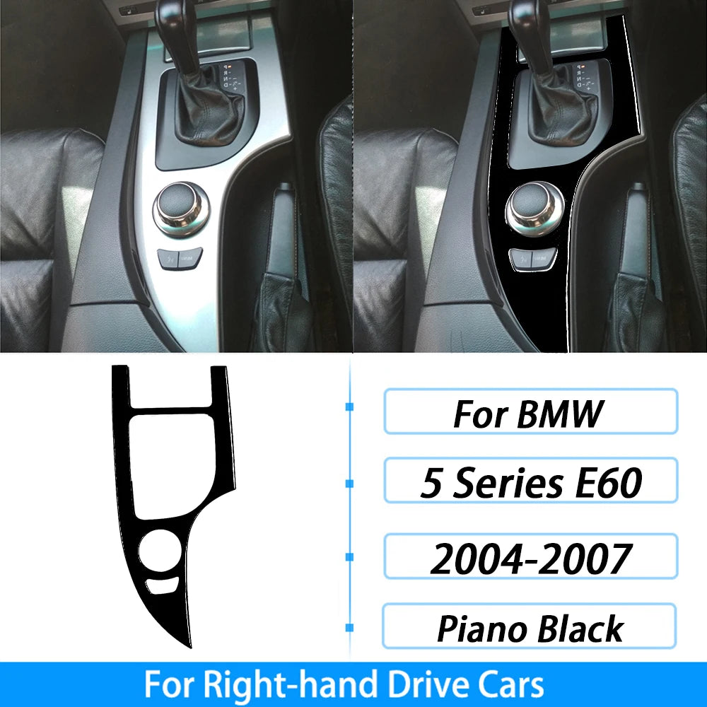 For BMW 5 Series E60 2004-2007 Piano Black Gear Shift Steering Wheel Air Outlet Panel Set Trim Car Interior Accessories Sticker