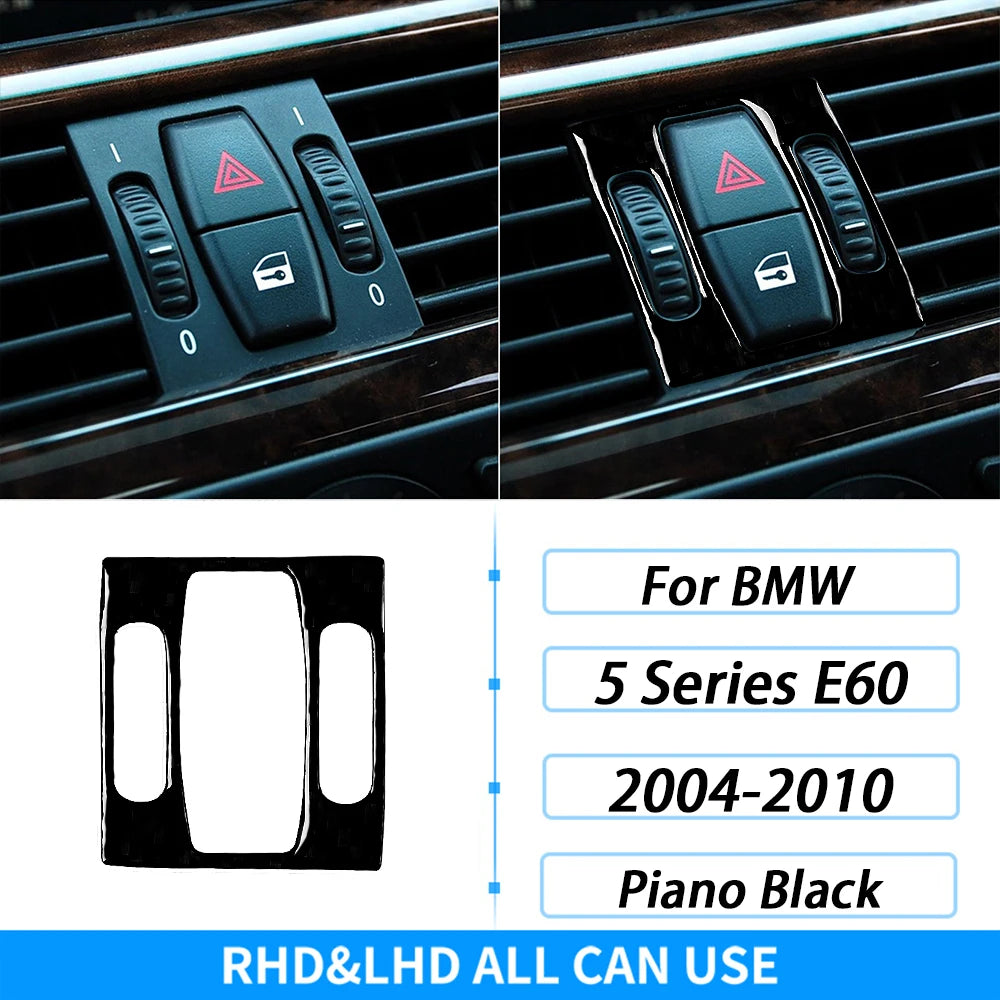 For BMW 5 Series E60 2004-2007 Piano Black Gear Shift Steering Wheel Air Outlet Panel Set Trim Car Interior Accessories Sticker
