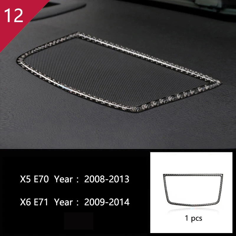 For BMW X5 X6 E70 E71 Accessories Car Interior Air Conditioning CD Console Panel Cover Decoration Trim Carbon Fiber Car Styling