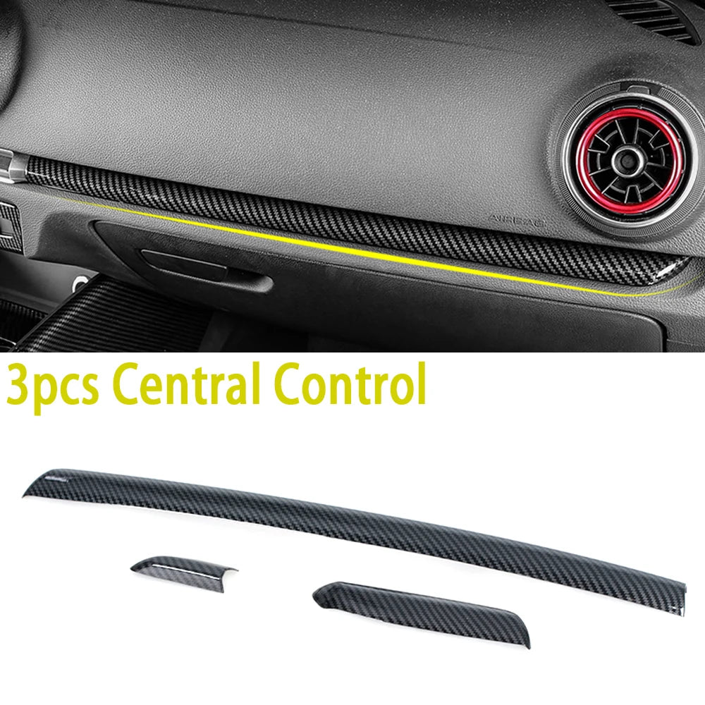 Car LHD Center Console Door Panel Carbon Fiber Trim ABS For Audi A3 S3 RS3 2014-2018 Interior Moldings Cover Trims