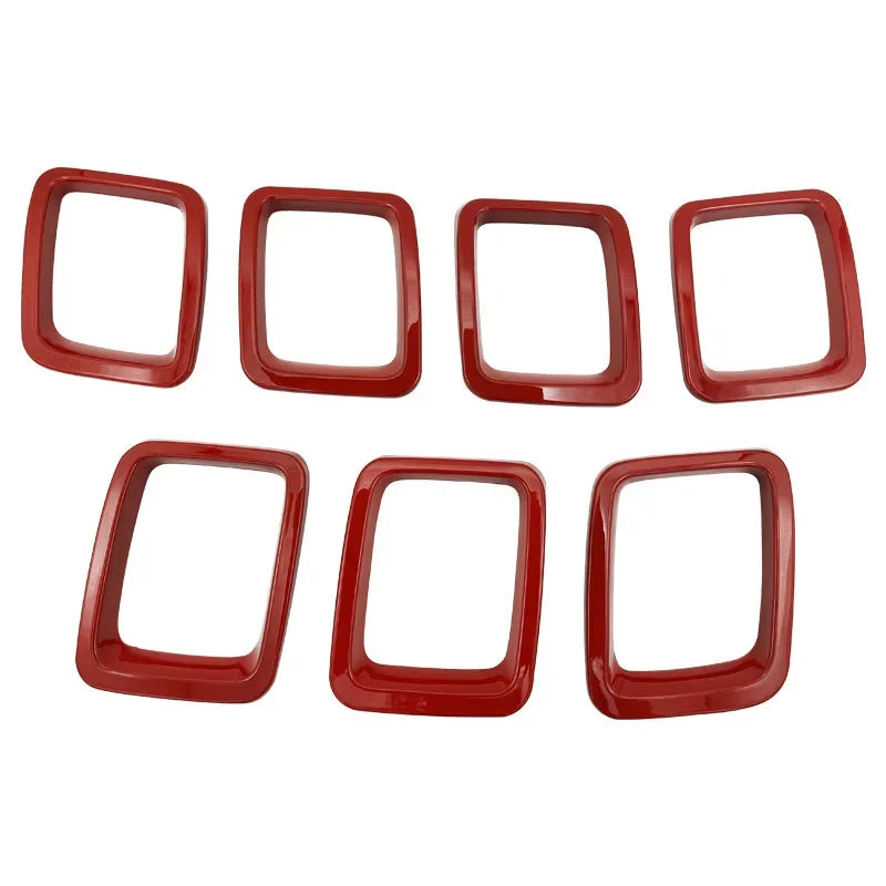 7PCS Car Carbon Fiber Grille Inserts ABS Front Grill Cover Frame Trims Kit For Jeep Compass MP 2017-2020 Exterior Accessories