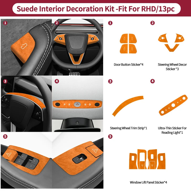 Carbon Fiber For Tesla Model 3 (2024-)/ Model Y (2025-) Car Door Switch Button Anti Scratch Trim Sticker Interior Accessories
