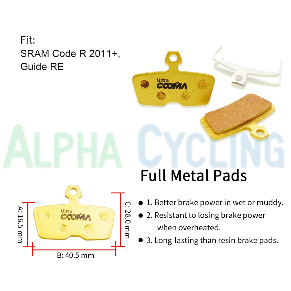4 Pairs Bicycle Disc Brake Pads for SRAM Motive CODE R Guide