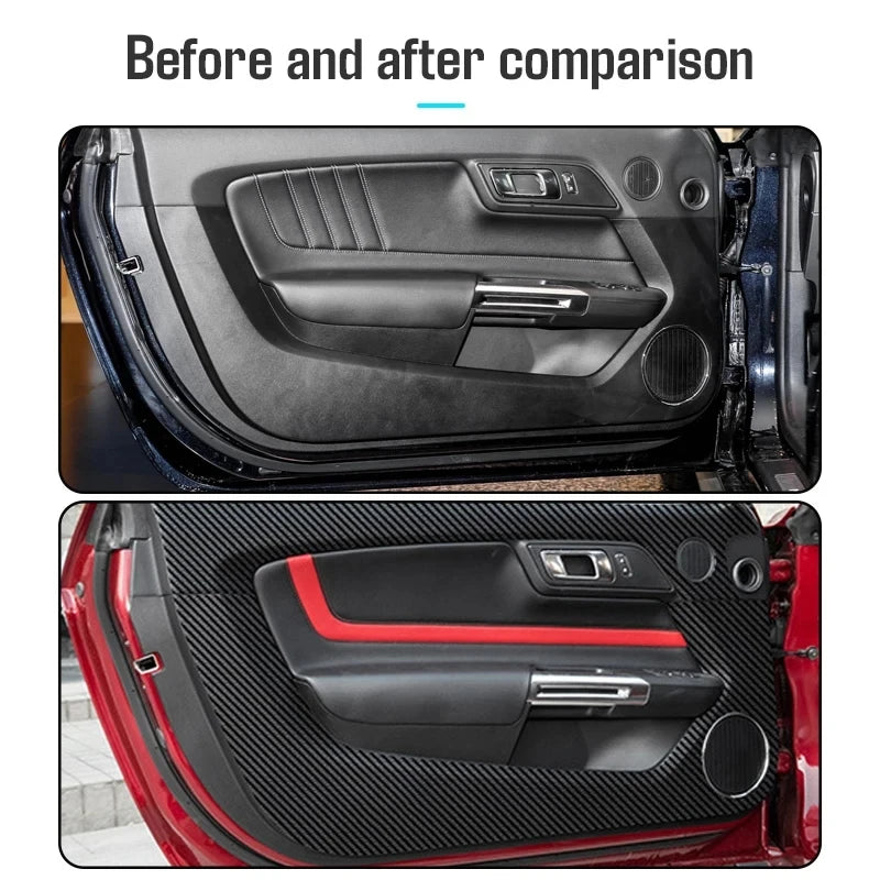 Leather Carbon Fibre Car Door Anti Kick Mats Threshold Strip