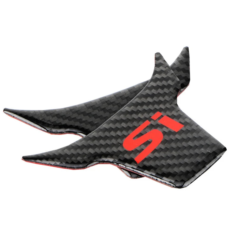 Car Steering Wheel Carbon Fiber Pattern Trim Si Emblem ABS S
