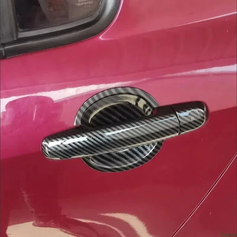 Glossy Black Carbon Fiber Car Door Handle Cover Trim Sticker