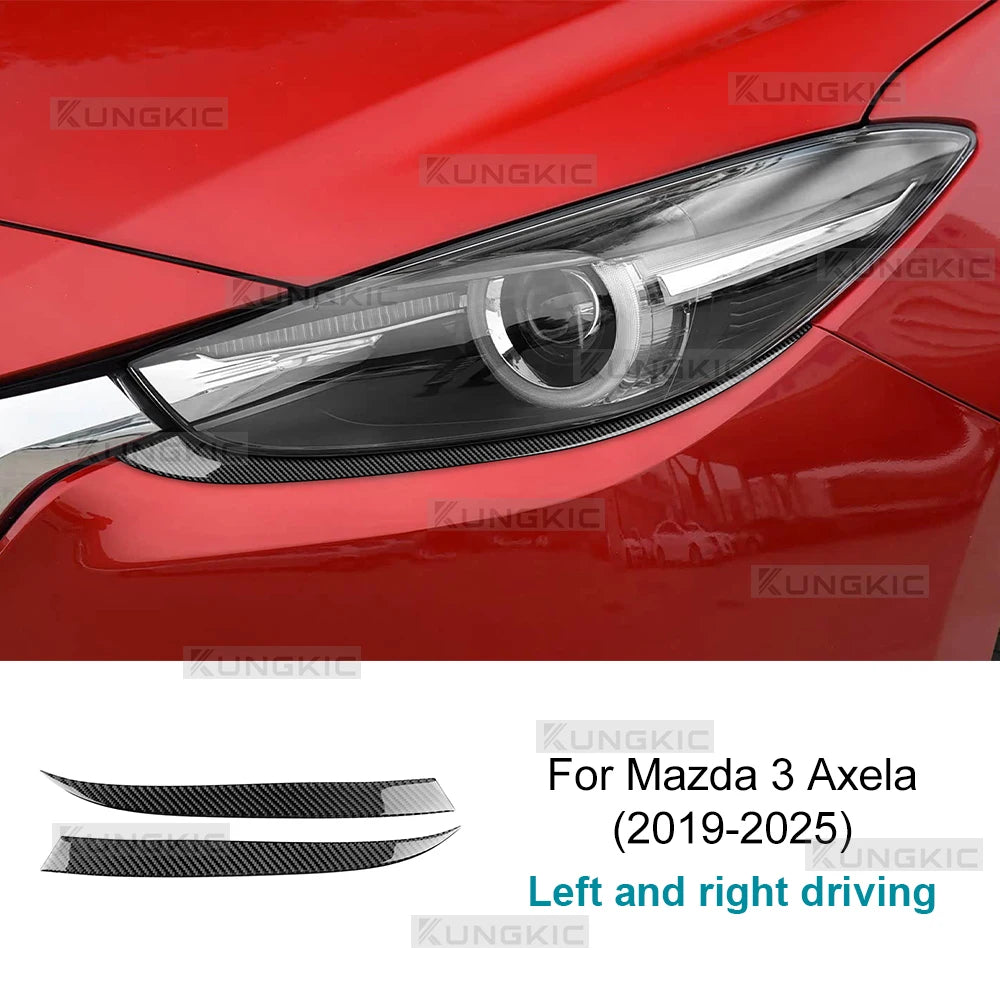 Real Soft Carbon Fiber Sticker For Mazda 3 Axela BP 2019 2020 2021 2022 2023 2024 2025 Sedan/Hatchback Car Lamp Eyebrow Trim