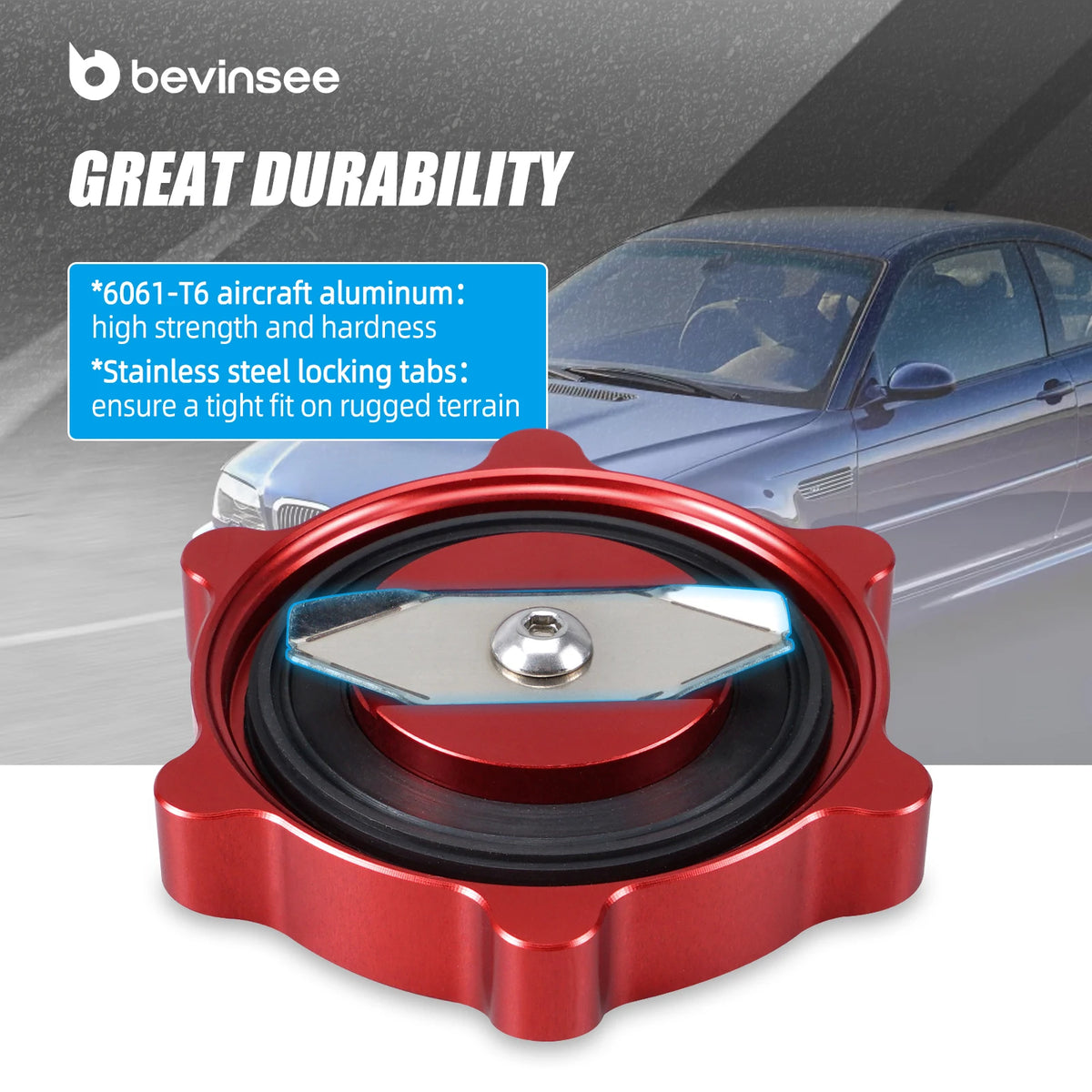 BEVINSEE M Style Engine Oil Filler Neck Sealing Cap for BMW 