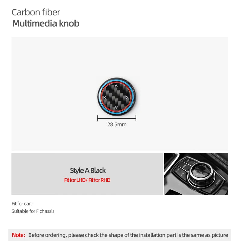 For BMW F10 E60 F30 F20 G20 E90 F25 G01 E39 X3 X4 X5 X6 Z4 Carbon Fiber Multimedia Knob Trim Sticker Car Interior Accessories