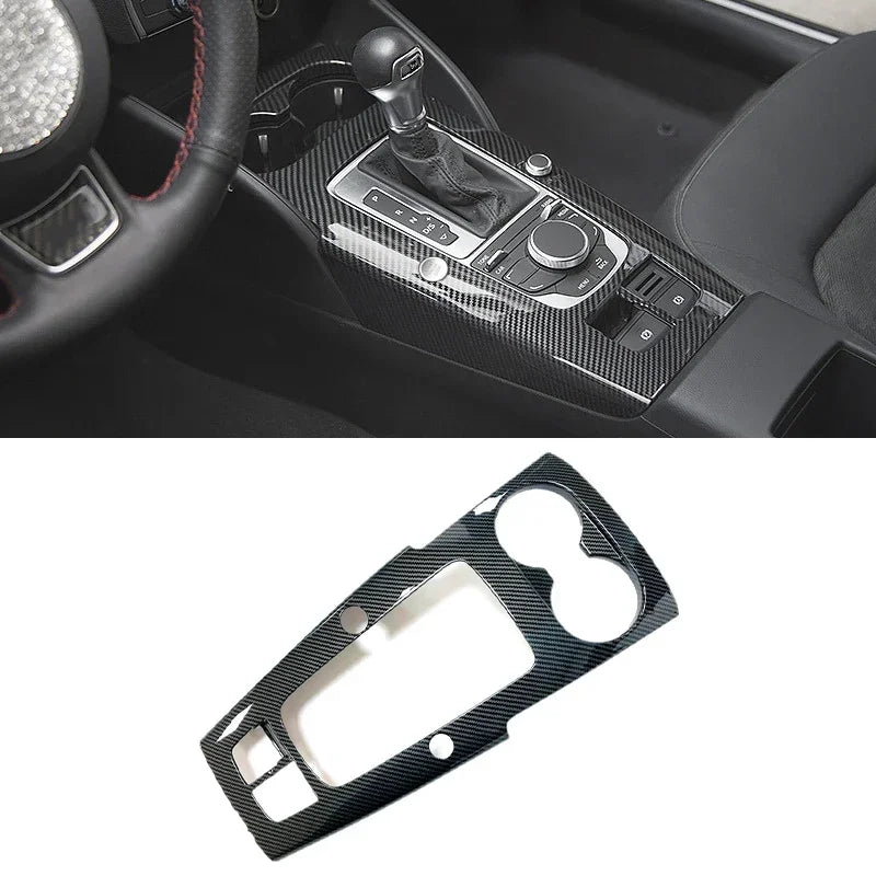 For Audi A3 8V S3 Center Console Dashboard Stickers Strips Carbon Fiber Car Door Decoration Cover Trim Auto Interior Accessories