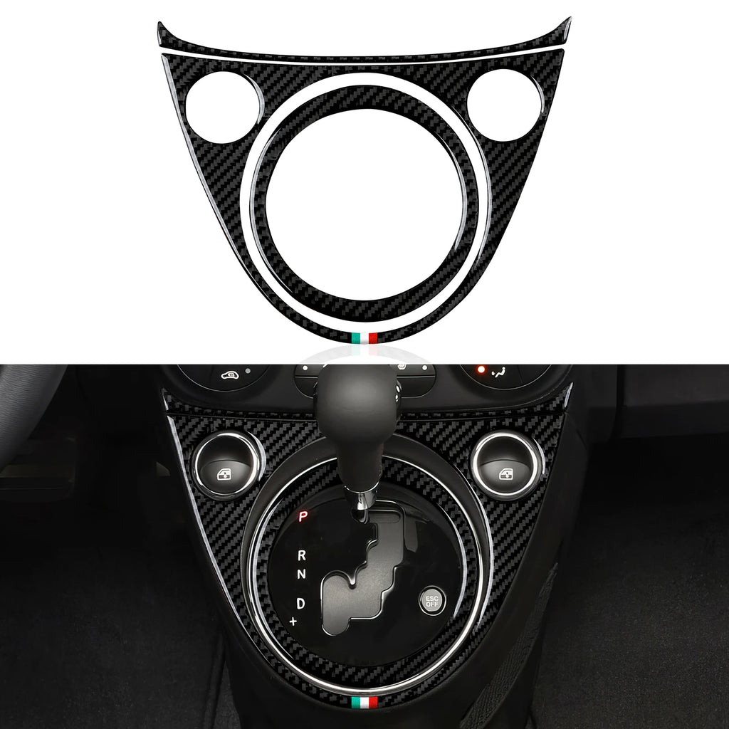 Car Center Console Gear Shift Panel Trim Accessories For Fiat Abarth 500 500C 500e 595C 695 C Carbon Fiber Interior Sticker.