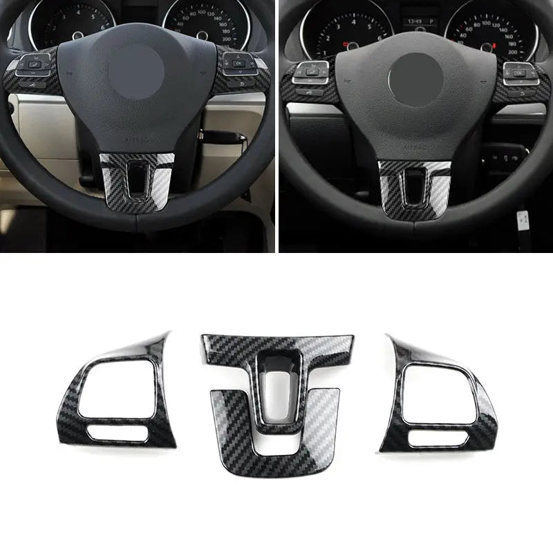 4Pcs Car Carbon Fiber Texture Steering Wheel Panel Cover Dec