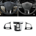 4Pcs Car Carbon Fiber Texture Steering Wheel Panel Cover Dec