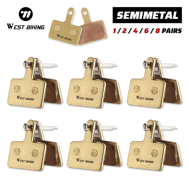 WEST BIKING Bike Brake Pads Copper Semimetal For SHIMANO MT2