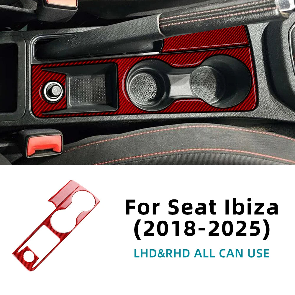 Real Soft Carbon Fiber Sticker For Seat Ibiza 6F 2018 2019 2020 2021 2022 2023 2024 2025 LHD RHD Car Cup Holder Interior Trim