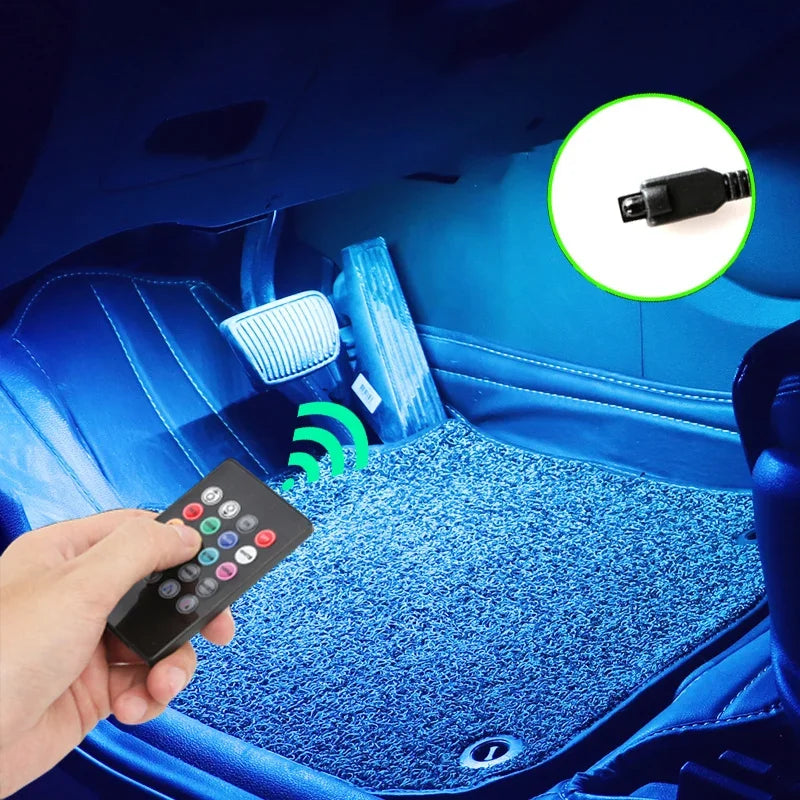 Neon LED Car Interior Ambient Foot Strip Light Kit Accessori