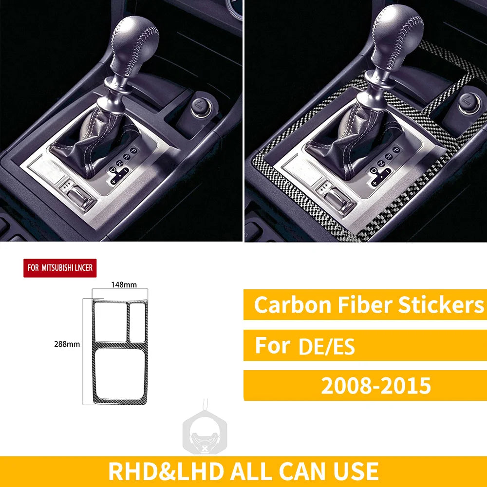 For Mitsubishi Lancer EVO X MR 2008-2015 Carbon Interior Trim Sticker Set Speedometer Window Lifting Storage Car Accessories