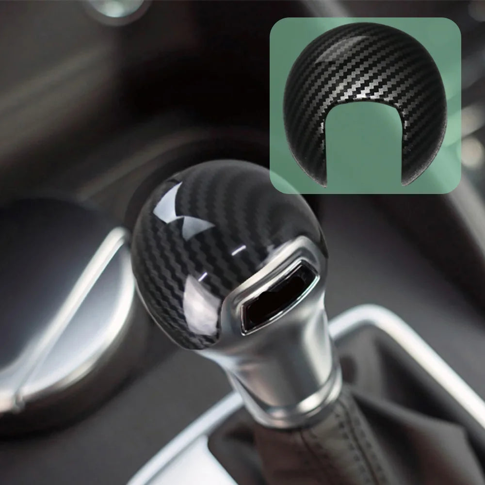 Carbon Fiber Pattern Gear Shift Knob Handle Trim Cover Stick