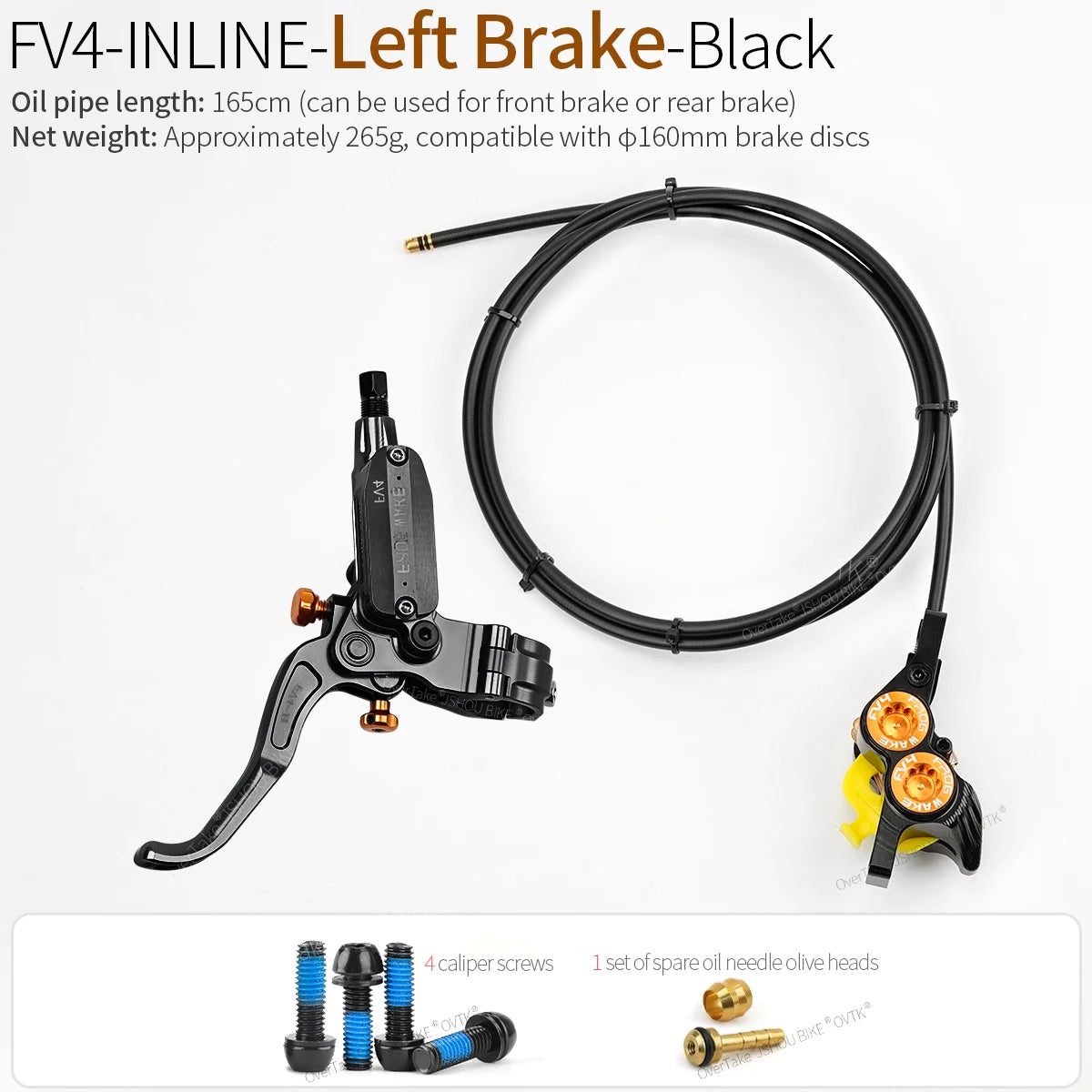FROG WAKE FV4 4-Piston Hydraulic Disc Brake Kit Split Type Aluminum Inline Radial Front / Rear Brake Grey / Silver / Black Bike