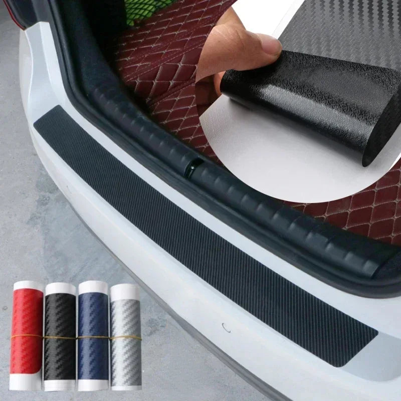 Universal Car Rear Guard Plate Sticker 3D Carbon Fiber Trim 