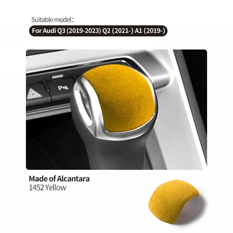 For Audi Q3 Q2 A1 Sport Gear Shift Knob Boot Decorative Trim Sticker Car Premium Interior Tuning Accessories Made of Alcantara