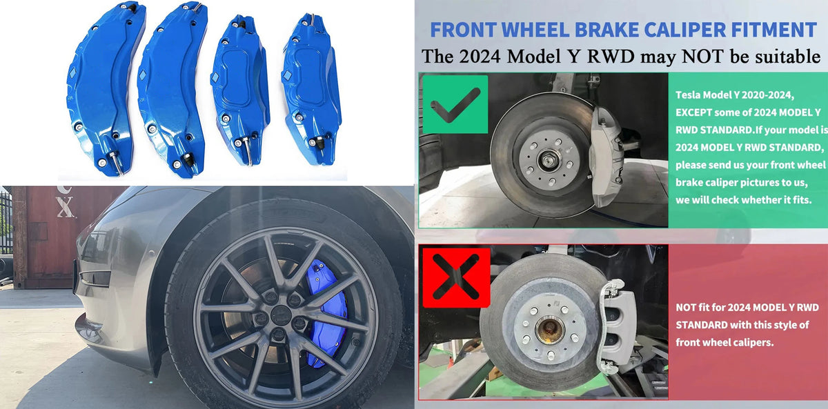 Brake Caliper Covers for Tesla Model Y 2020 2021 2022 2023 2024 Accessories with Decals (Not Fit RWD 2024 Made in Berlin)