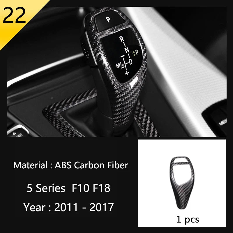 LHD For BMW 5 Series F10 F11 Carbon Fiber Car Central Armrest Box Cover Storage Box Gear Position Panel Decoration Cover Trim