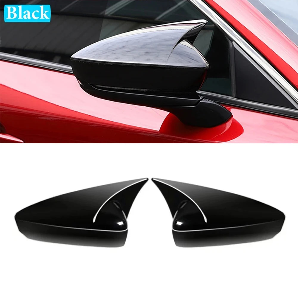 For Mazda 3 Axela 2019 2020 2021 2022 2023 Car Rearview Side Mirror Cover Wing Cap Exterior Door Case Trim Carbon Fiber Look