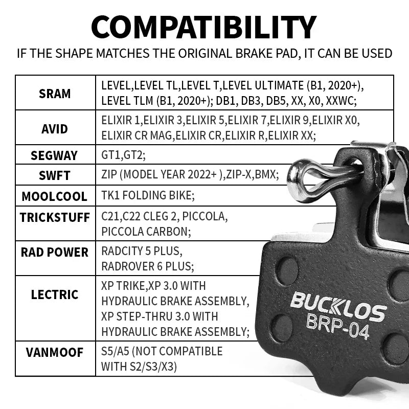 BUCKLOS Resin Disc Brake Pad For SRAM AVID Wear-resistant Hy